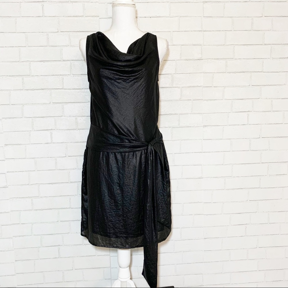 Gap Black Metallic Cowl Neck Sheath Dress